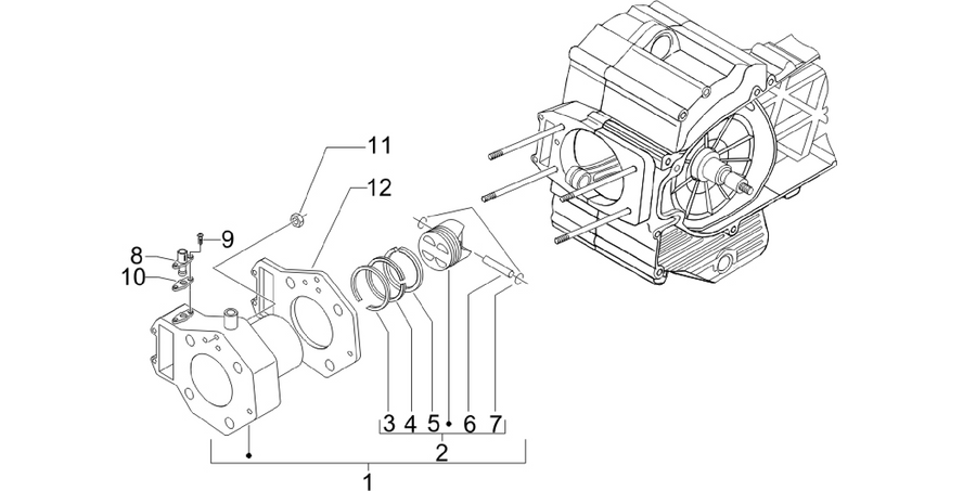 Cylinder-piston-wrist pin unit