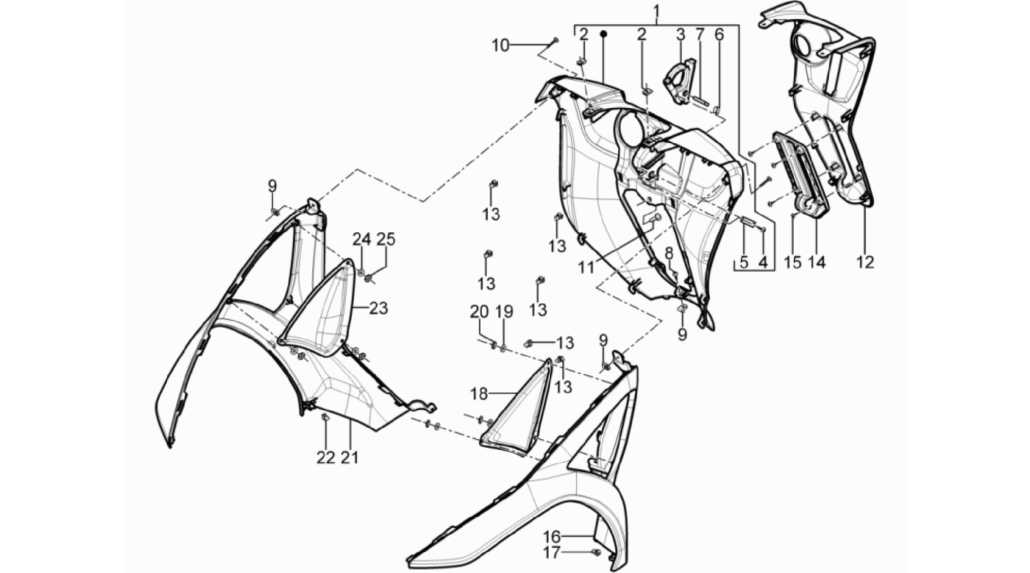 Front glove-box - Knee-guard panel