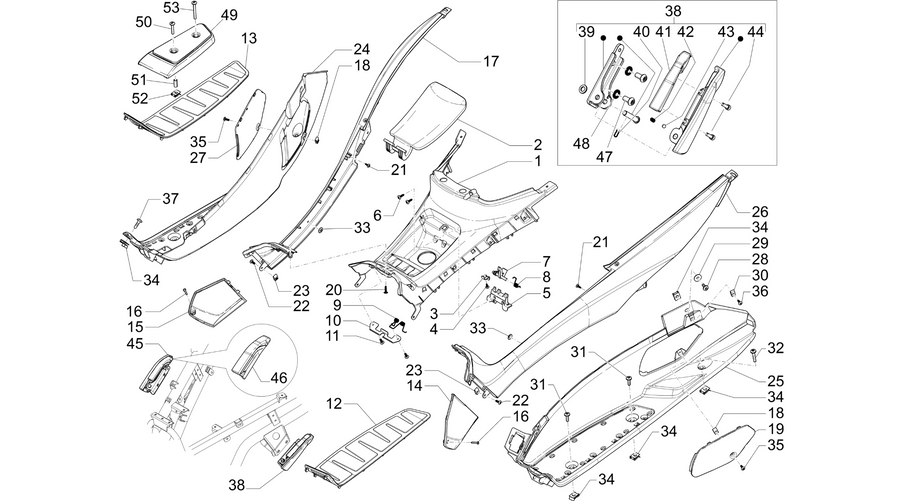 Central cover - Footrests