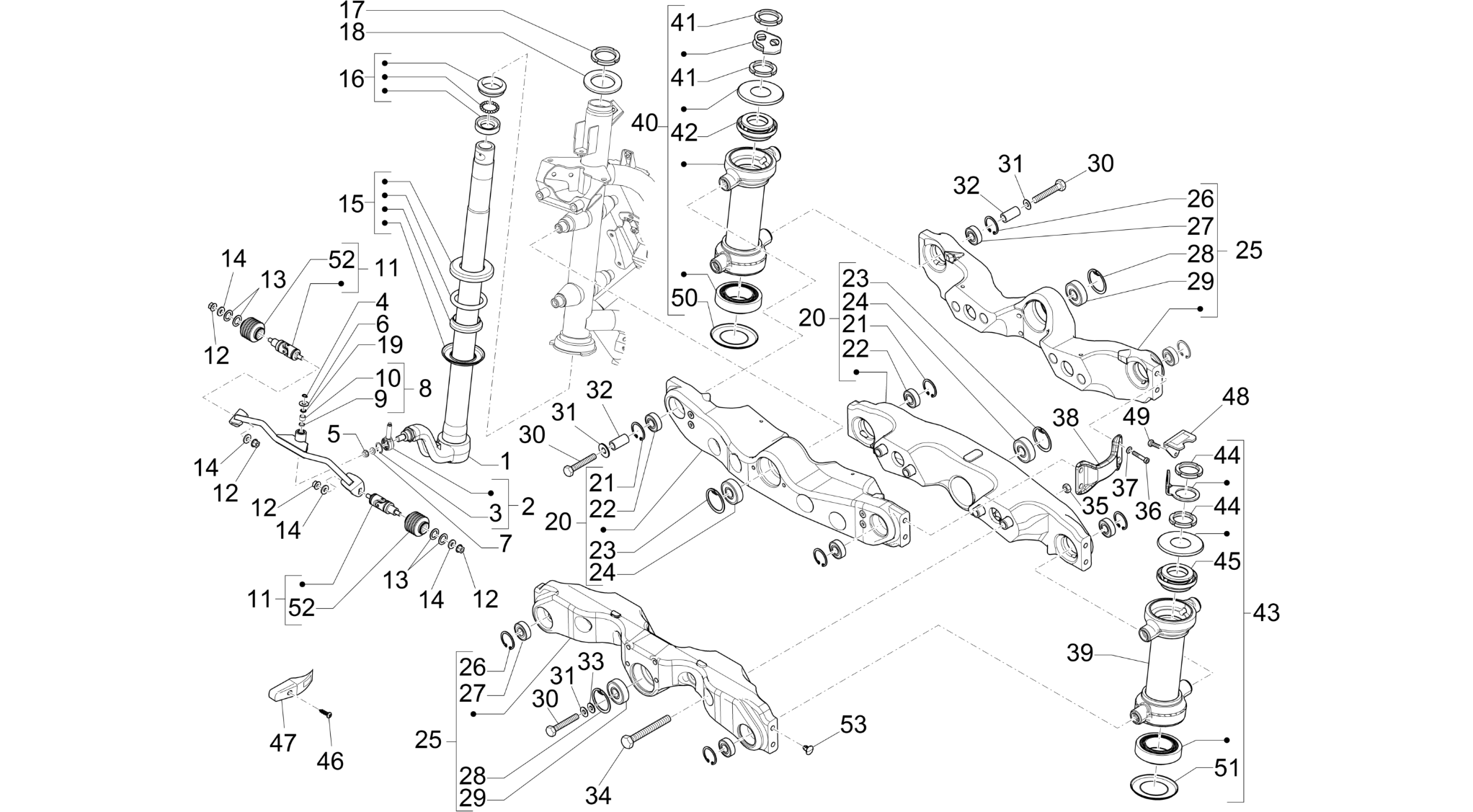Fork/steering tube - Steering bearing unit