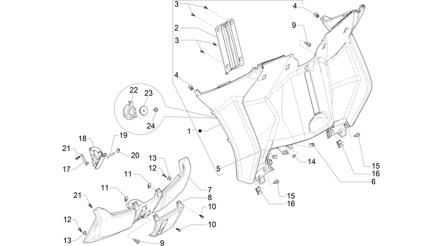 Front glove-box - Knee-guard panel