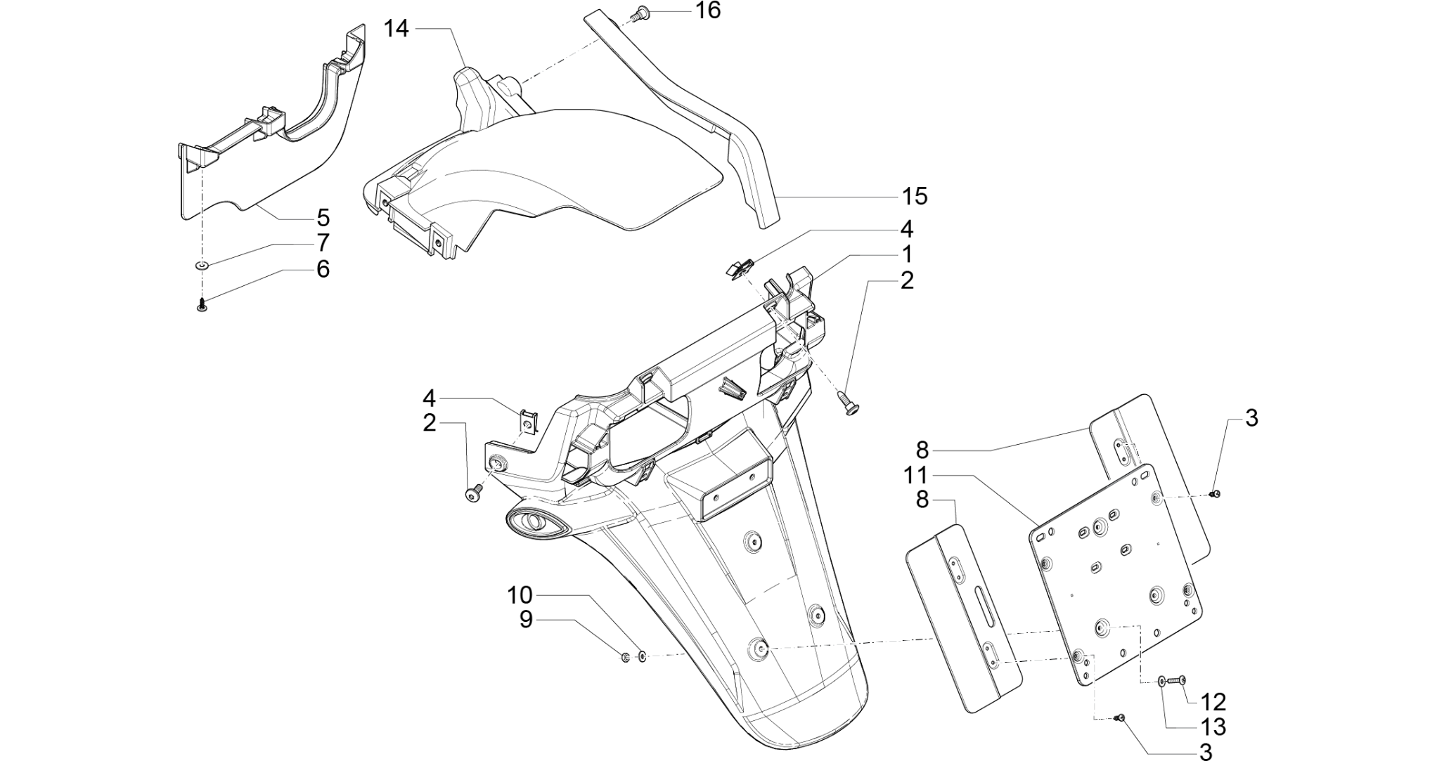 Rear cover - Splash guard