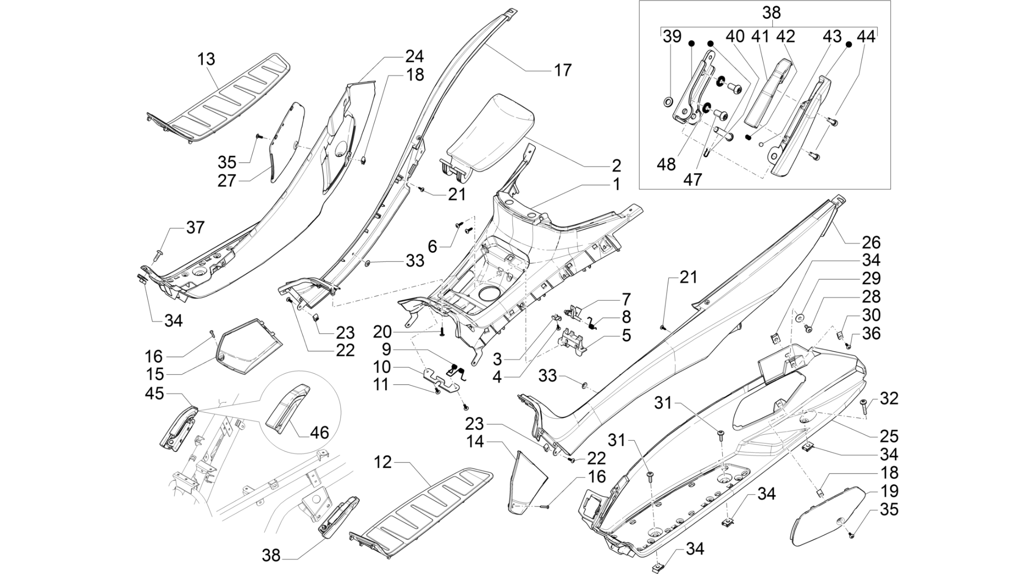Central cover - Footrests