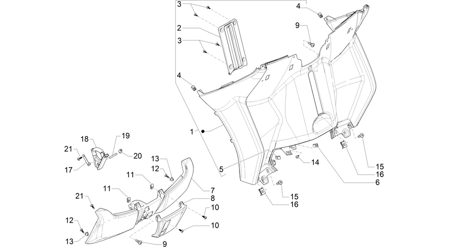 Front glove-box - Knee-guard panel