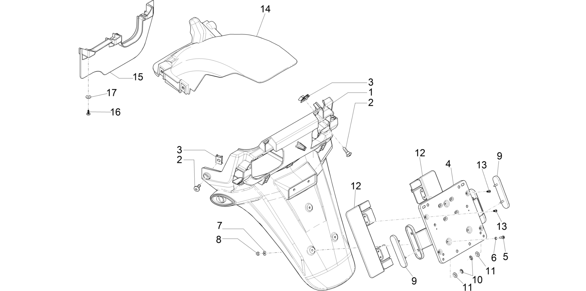 Rear cover - Splash guard