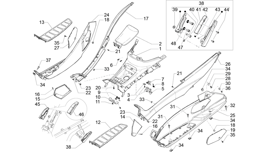 Central cover - Footrests