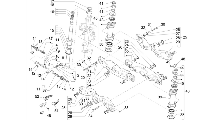 Fork/steering tube - Steering bearing unit
