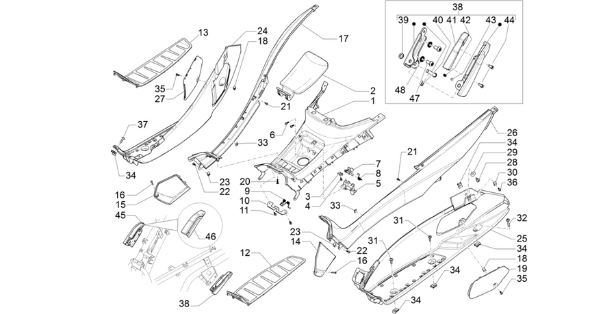 Central cover - Footrests