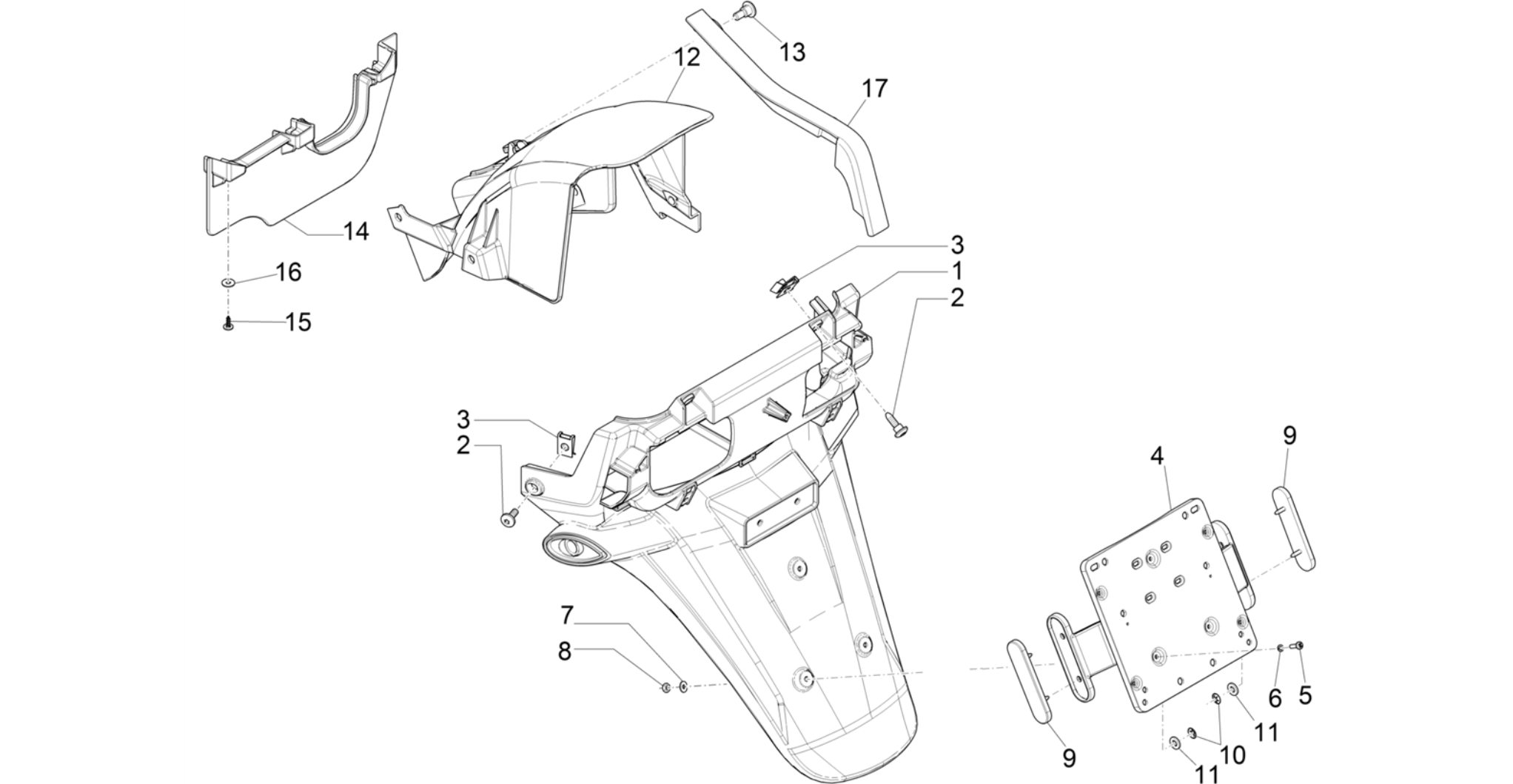 Rear cover - Splash guard
