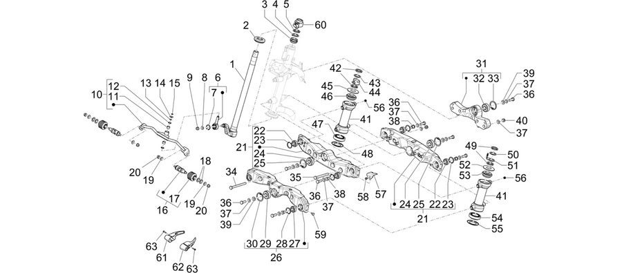 Fork/steering tube - Steering bearing unit