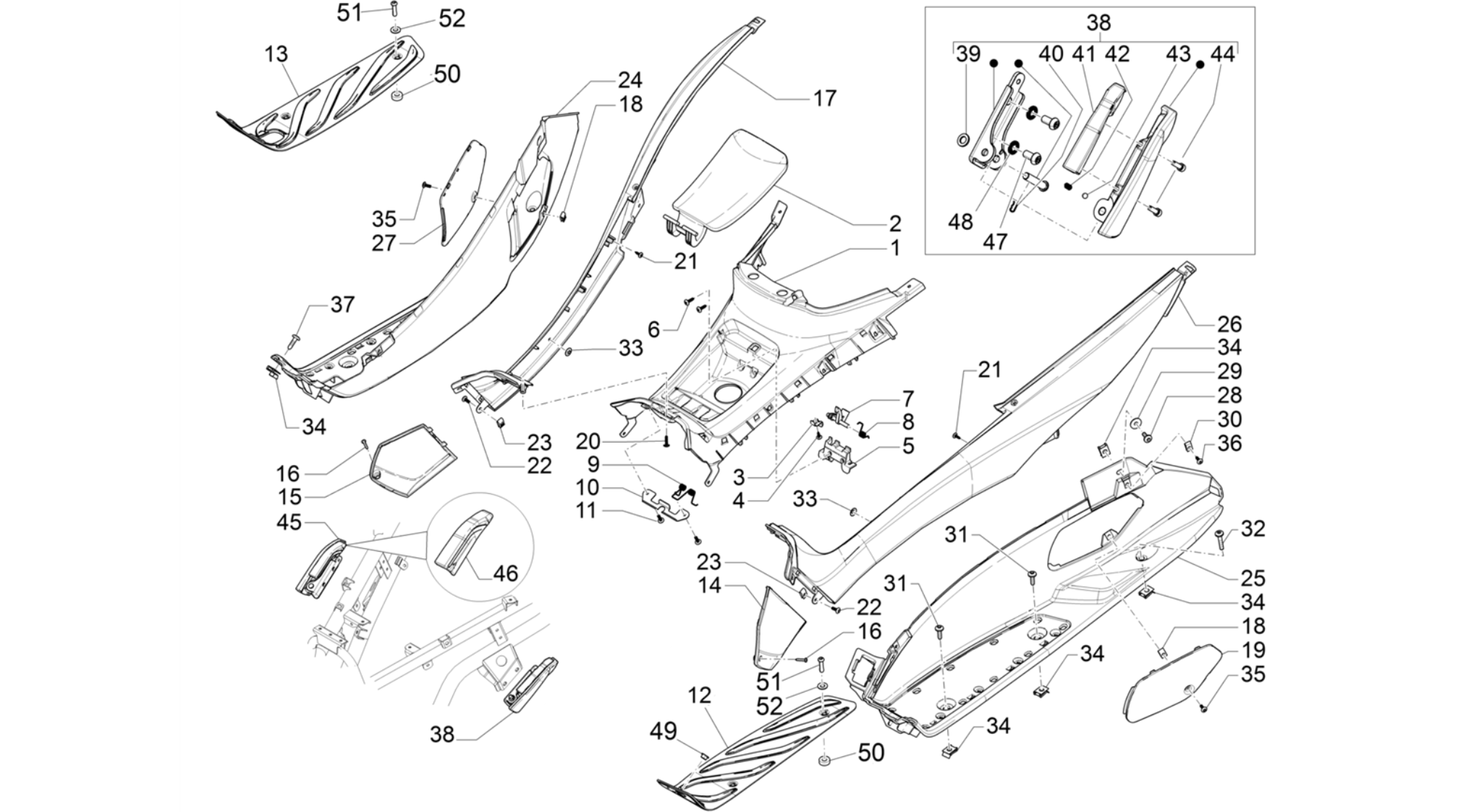 Central cover - Footrests