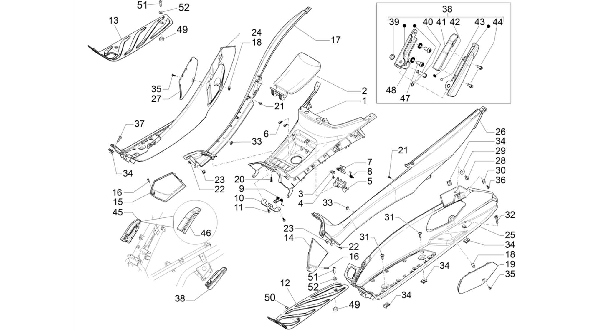Central cover - Footrests