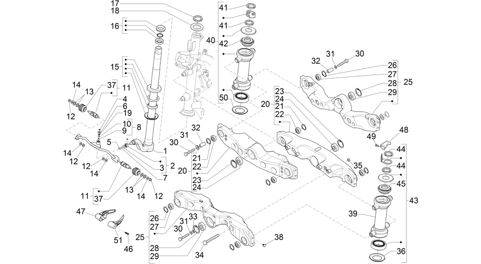 Fork/steering tube - Steering bearing unit