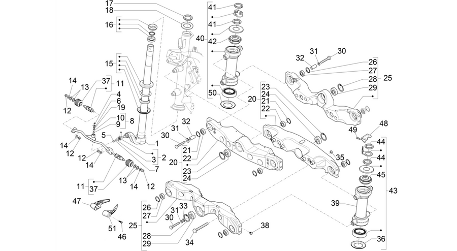 Fork/steering tube - Steering bearing unit