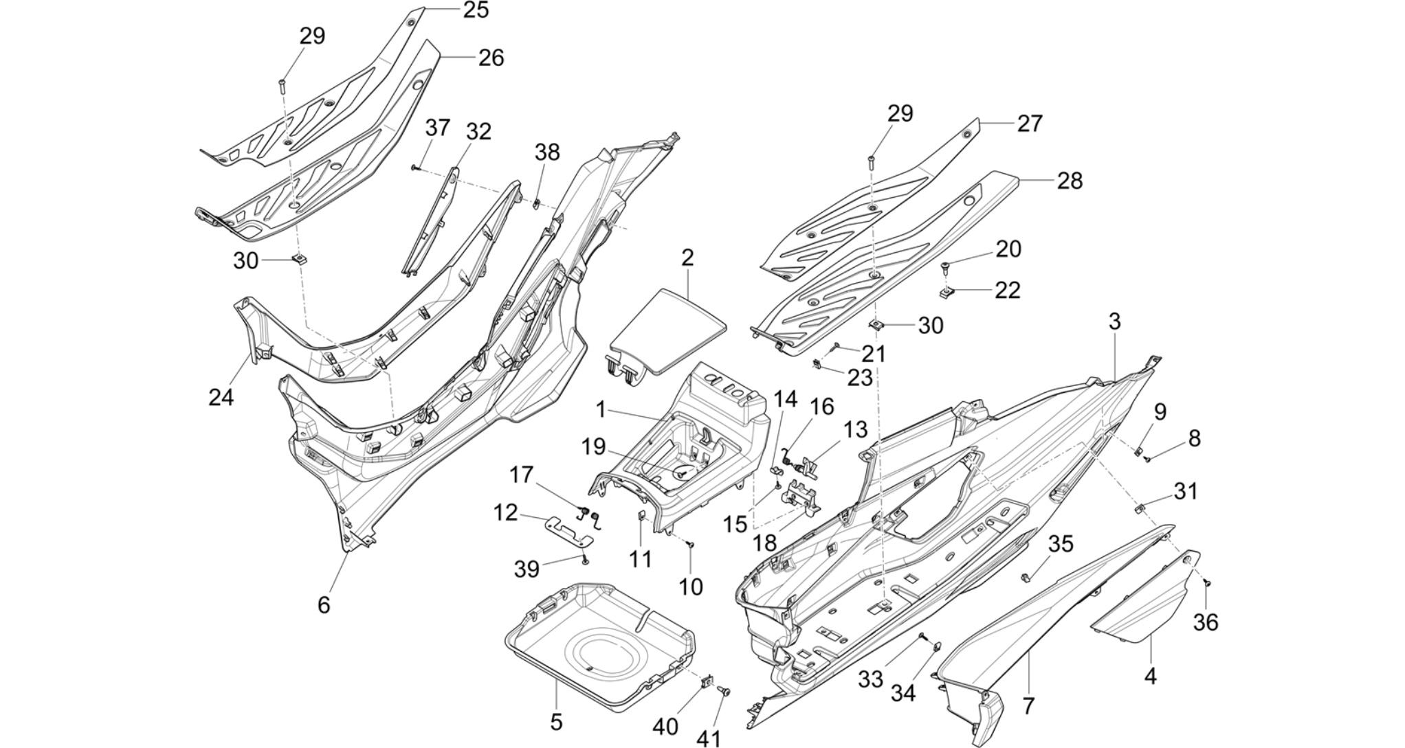 Central cover - Footrests
