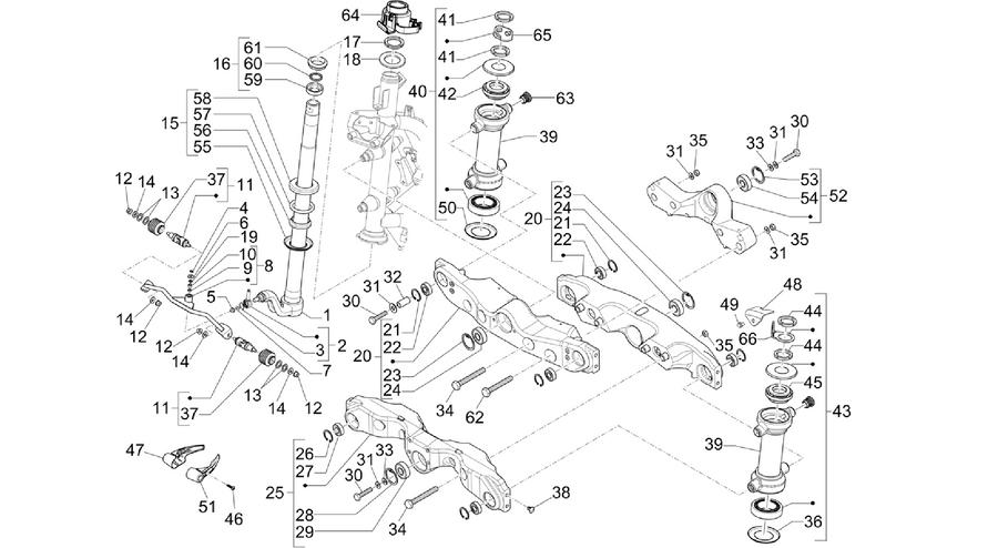 Fork/steering tube - Steering bearing unit