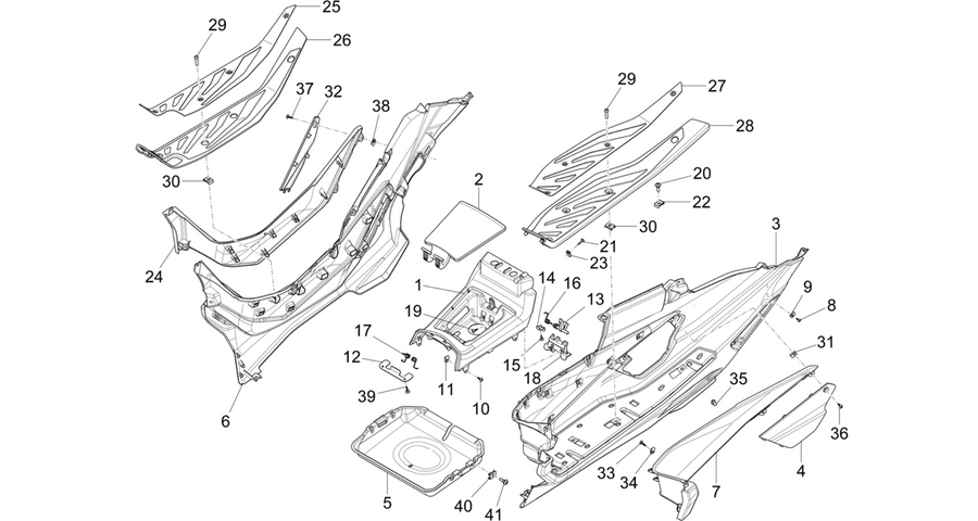 Central cover - Footrests