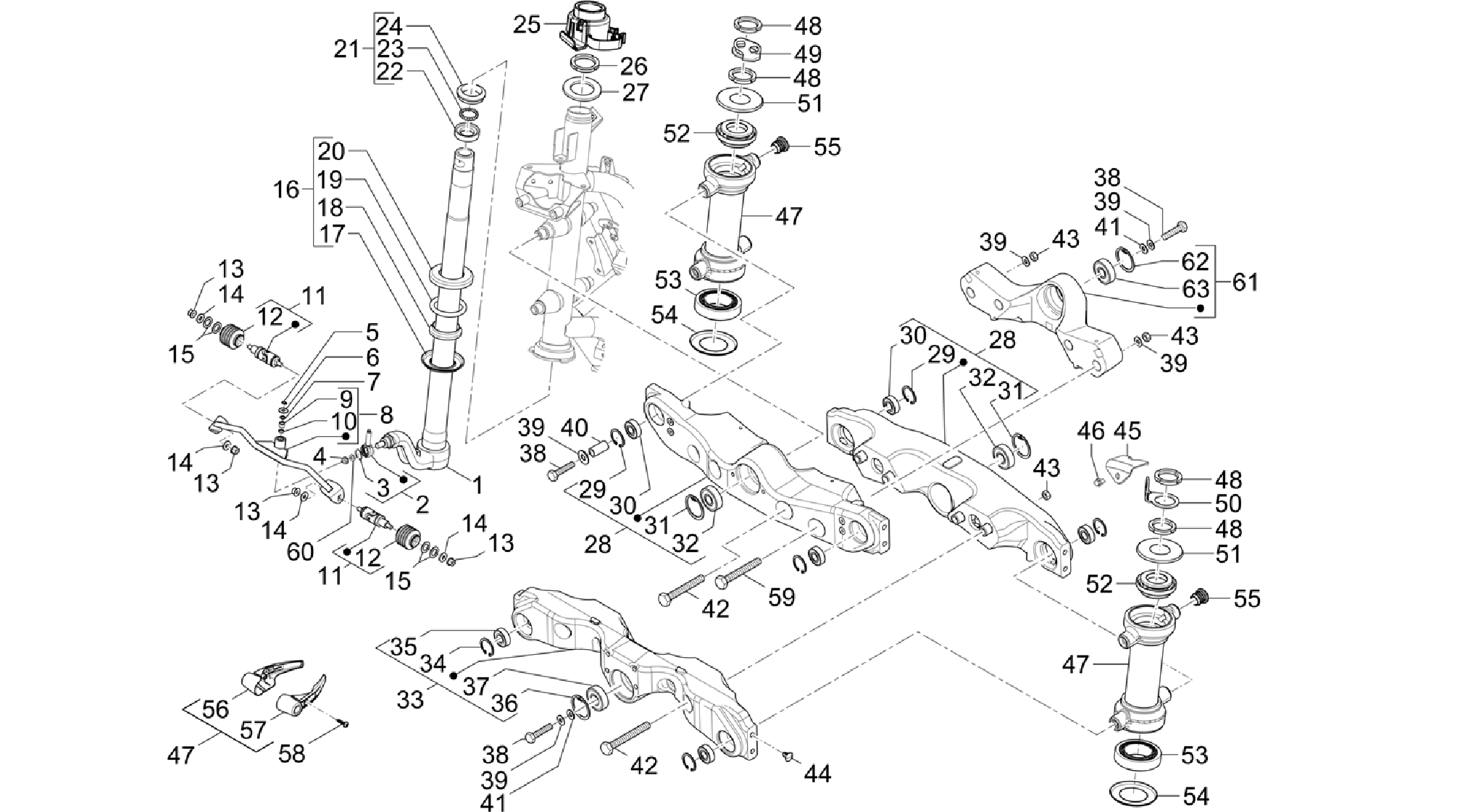 Fork/steering tube - Steering bearing unit