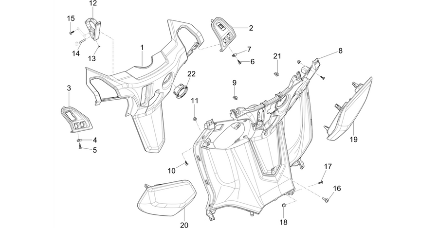 Front glove-box - Knee-guard panel