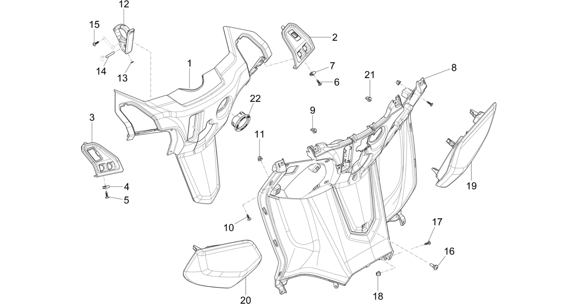 Front glove-box - Knee-guard panel