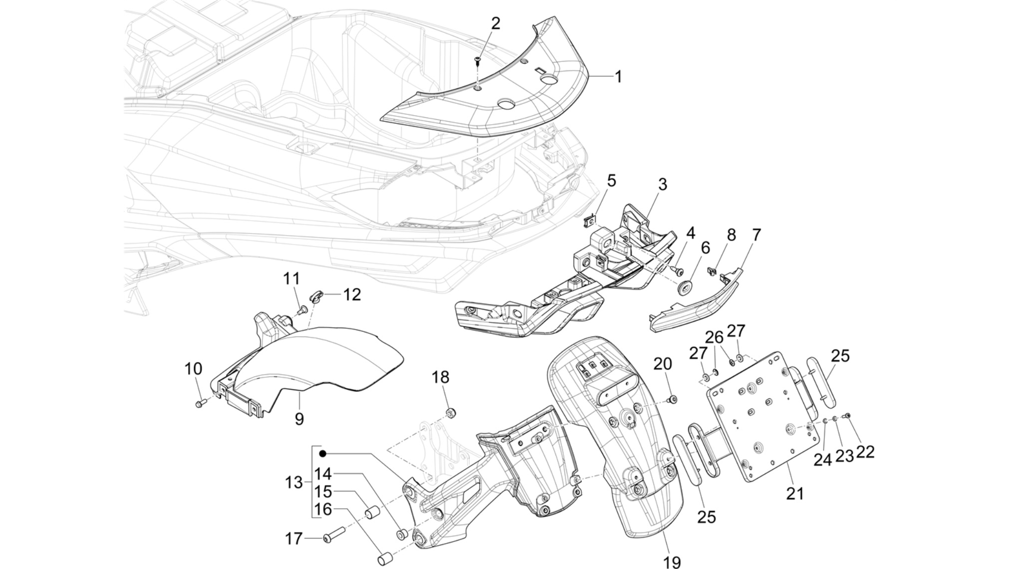 Rear cover - Splash guard