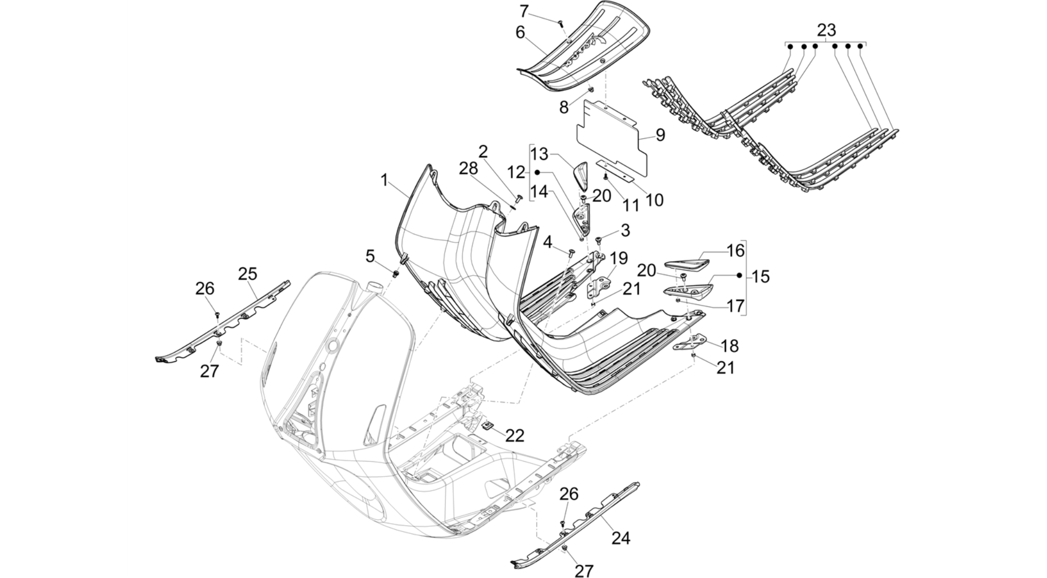 Central cover - Footrests