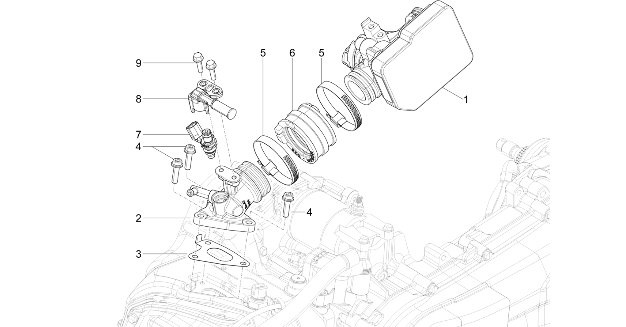 Throttle body - Injector - Induction joint