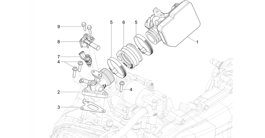 Throttle body - Injector - Induction joint