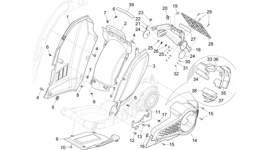 Rear cover - Splash guard