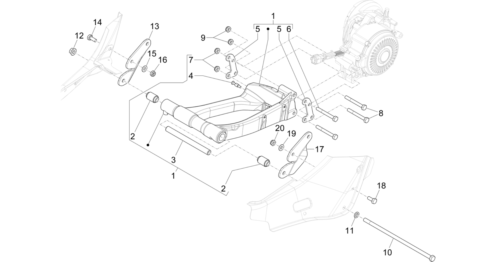 Swinging arm