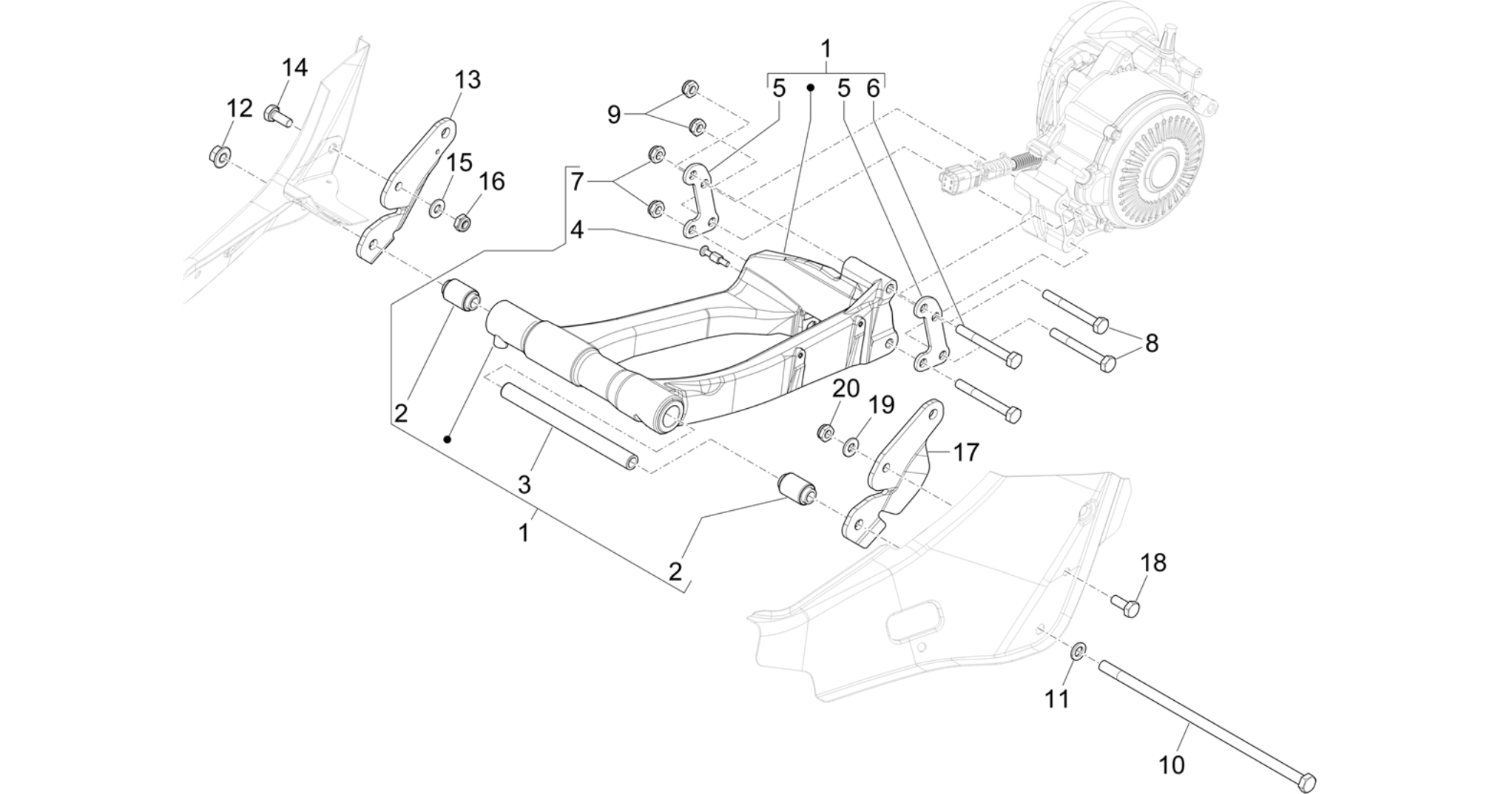 Swinging arm