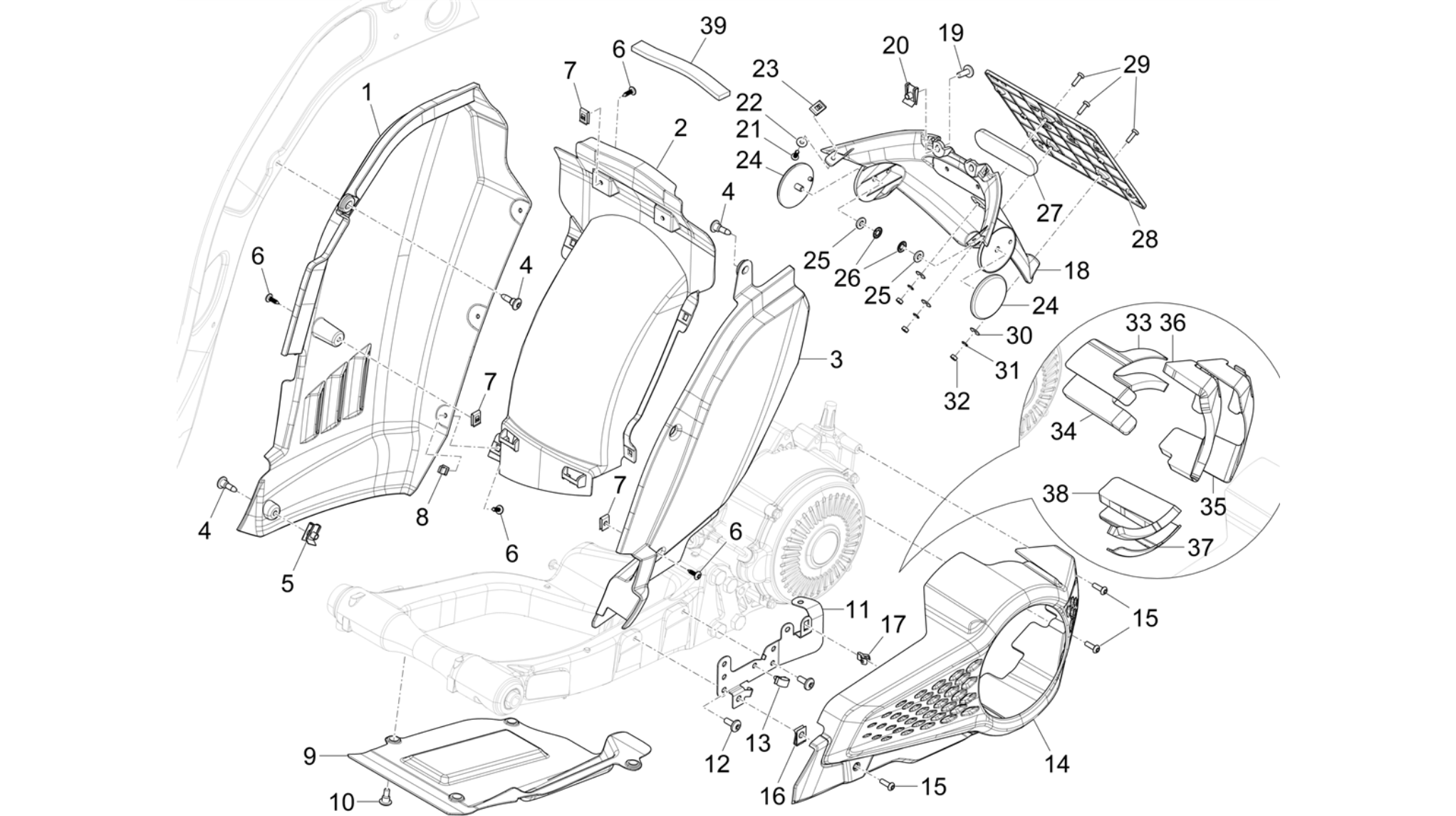 Rear cover - Splash guard