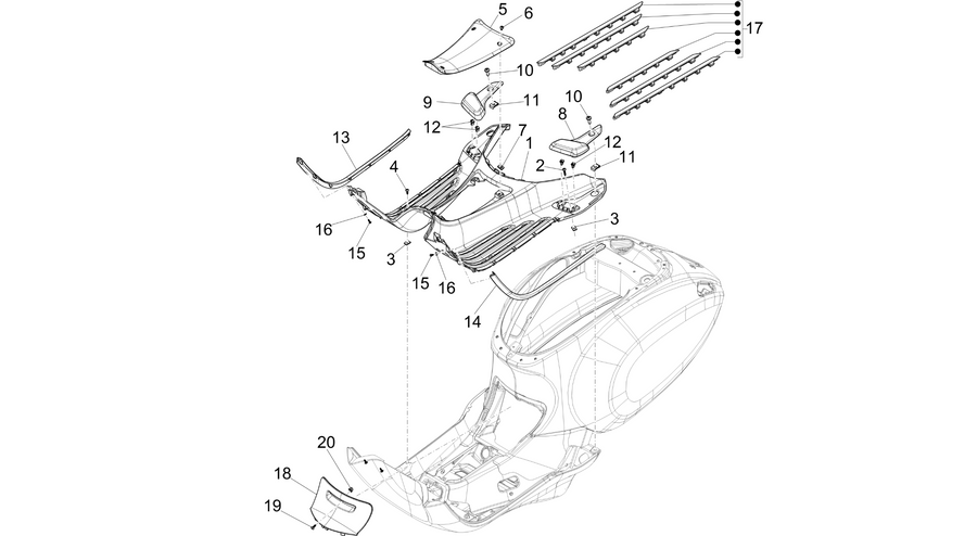 Central cover - Footrests