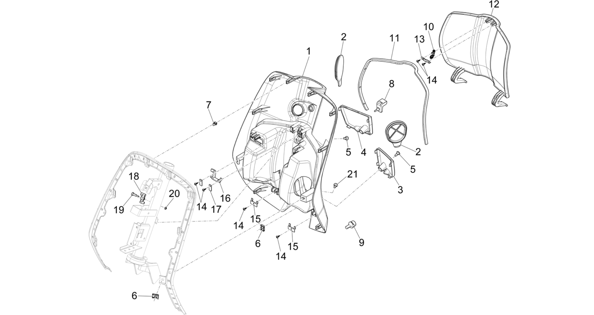 Front glove-box - Knee-guard panel
