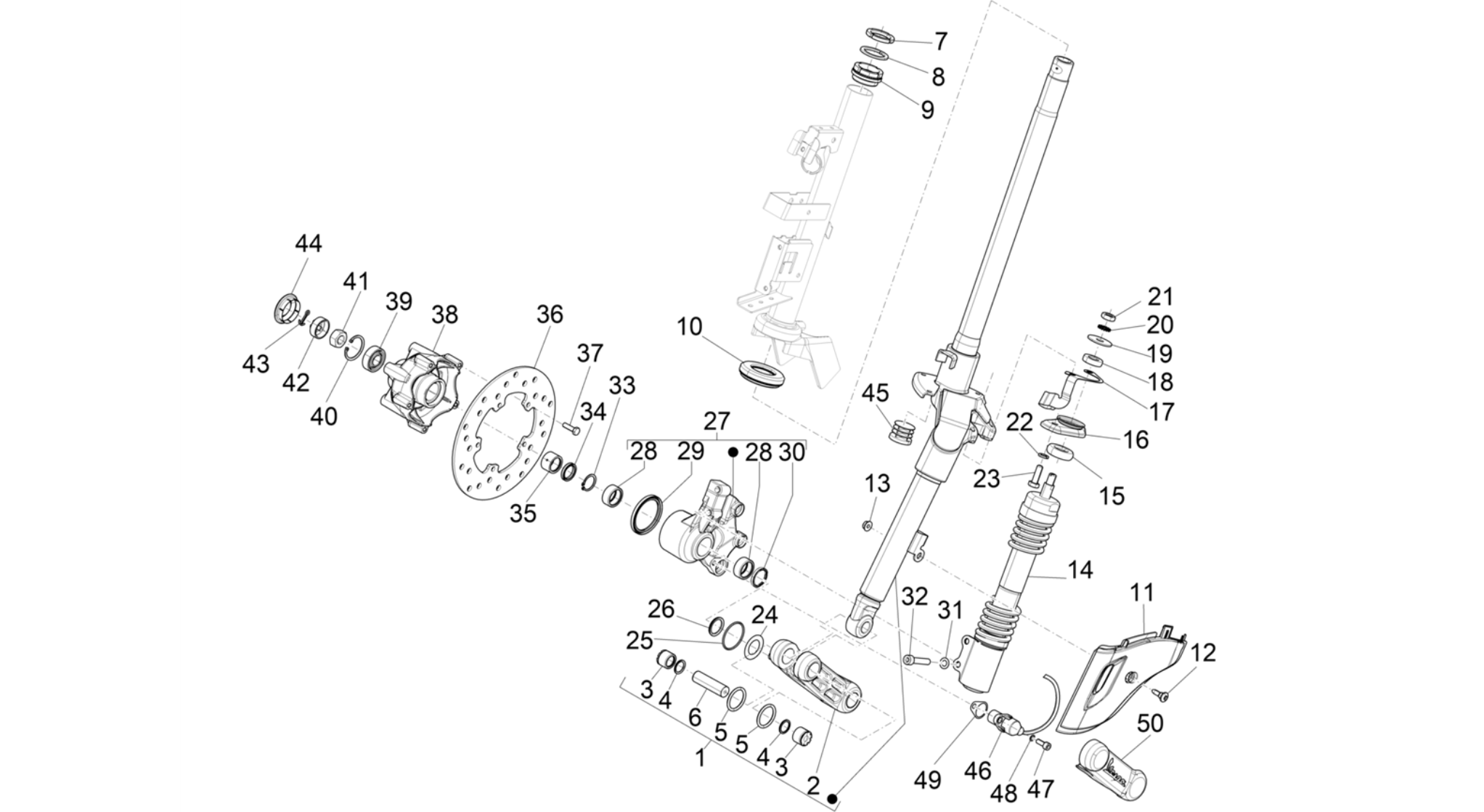 Fork/steering tube - Steering bearing unit