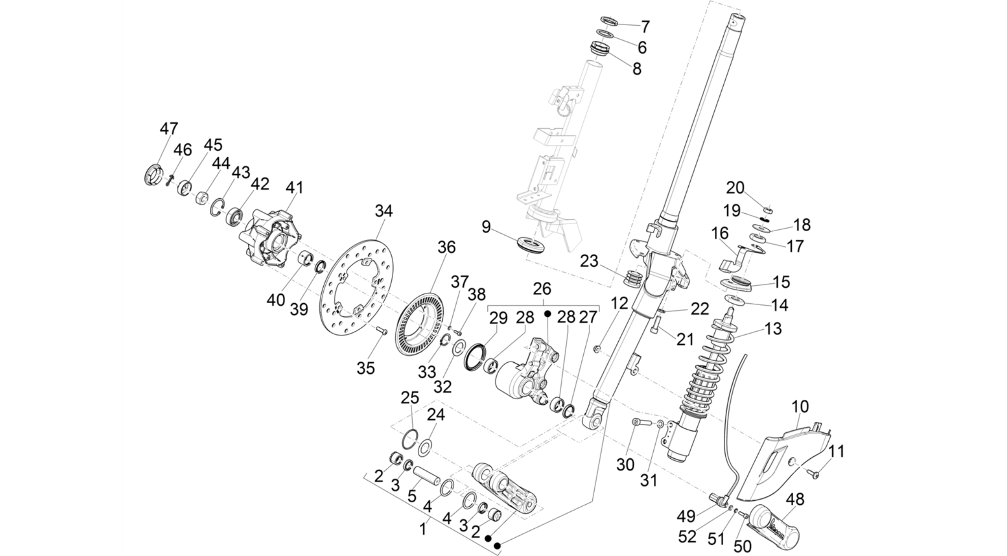 Fork/steering tube - Steering bearing unit