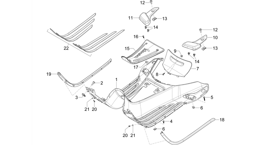 Central cover - Footrests