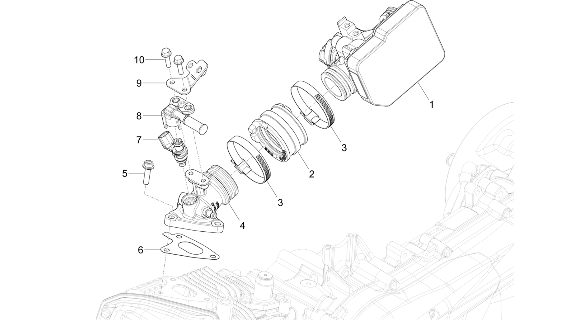 Throttle body - Injector - Induction joint