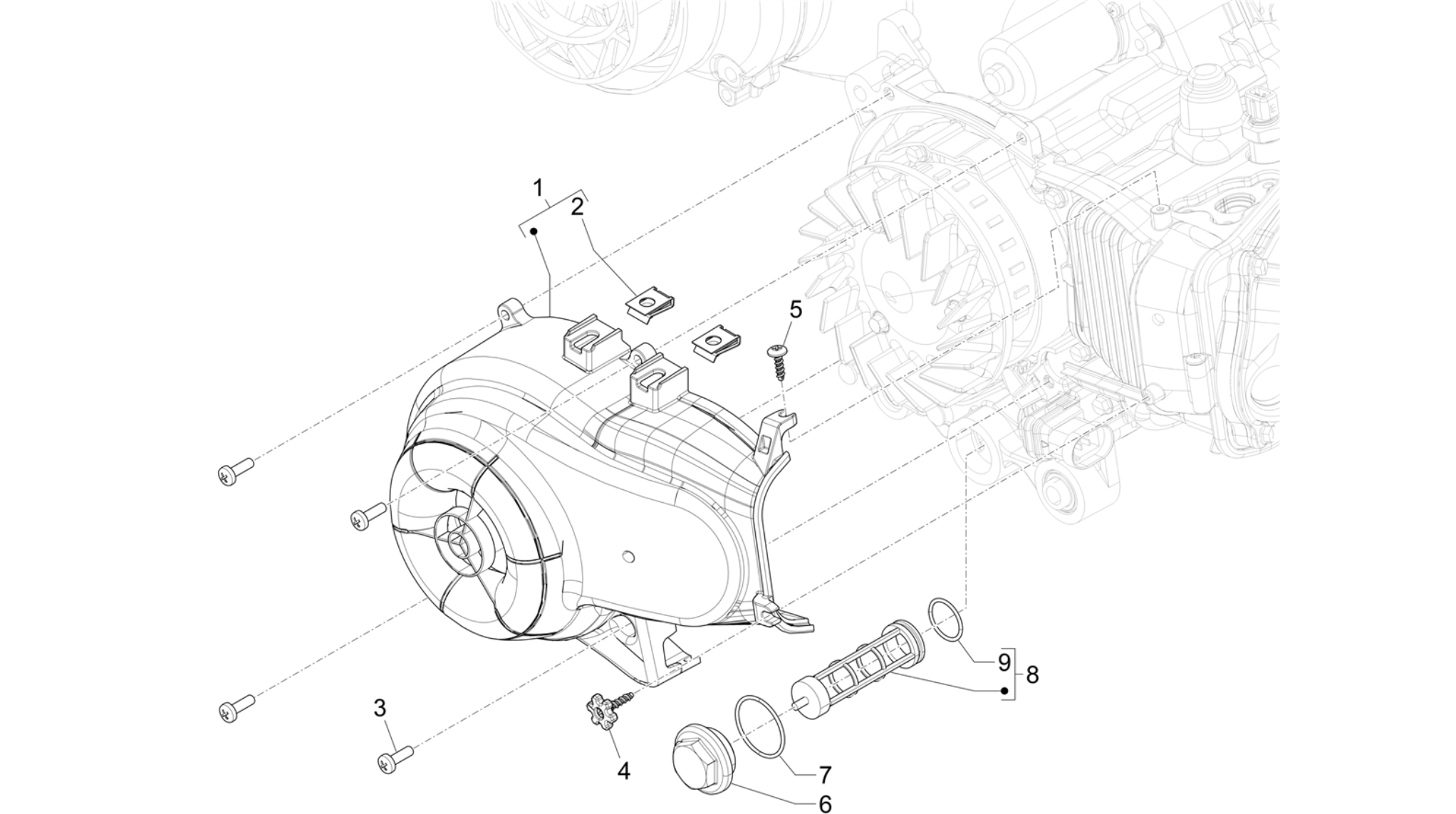 Flywheel magneto cover - Oil filter
