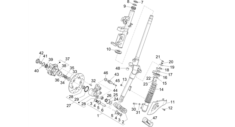 Fork/steering tube - Steering bearing unit