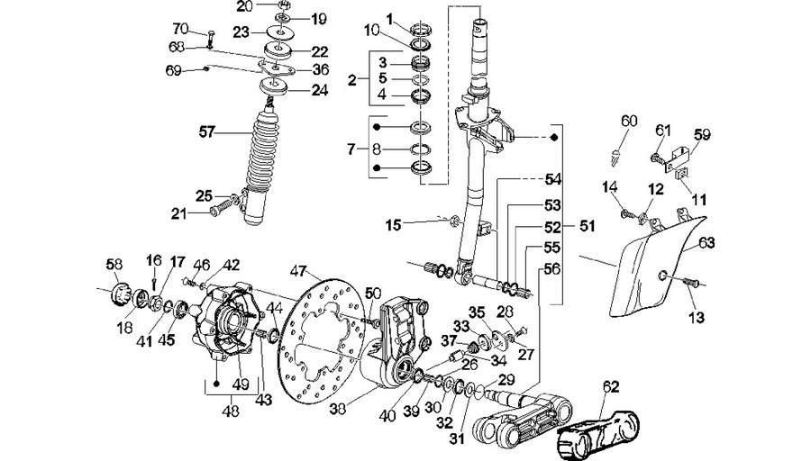 Fork/steering tube - Steering bearing unit