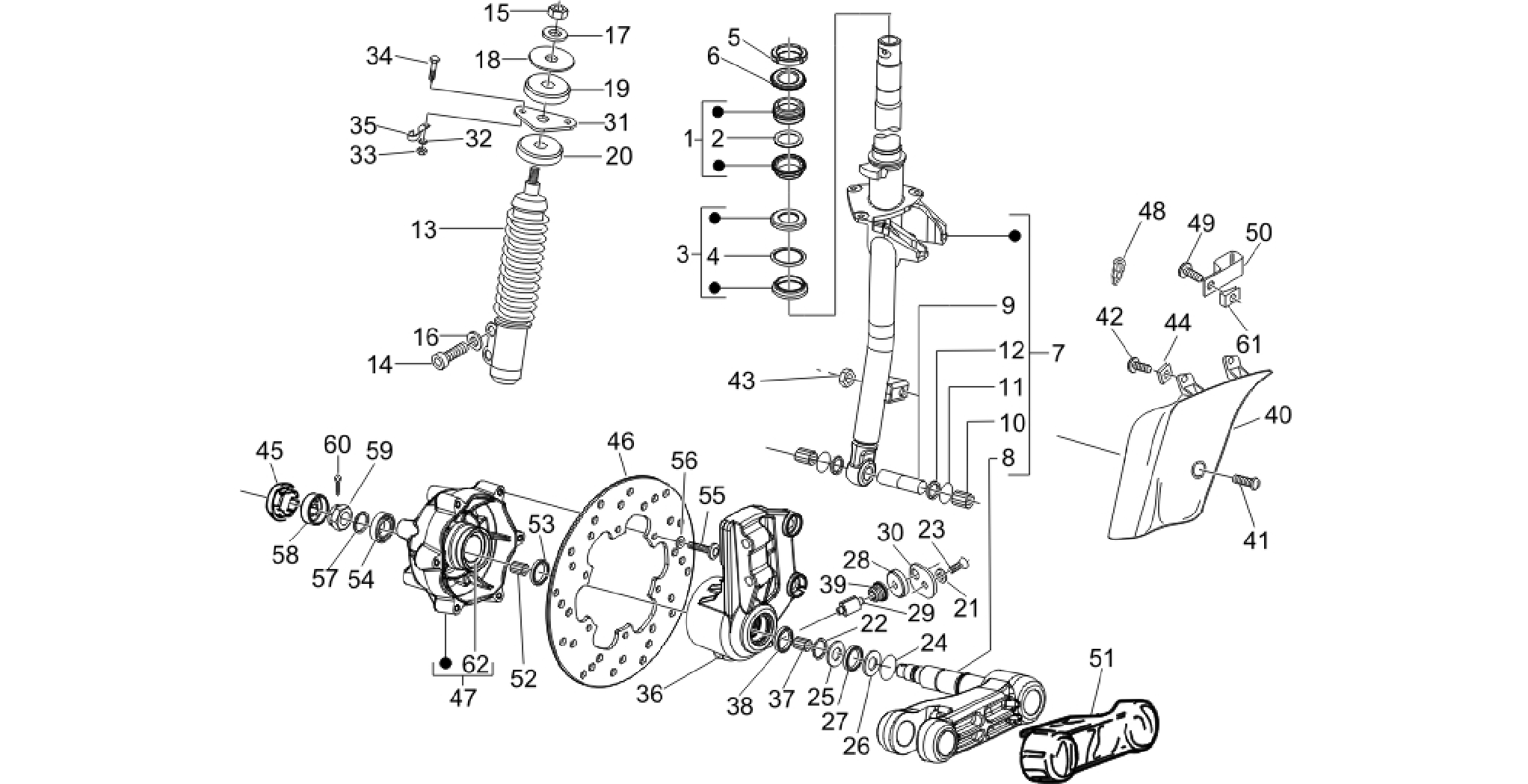 Fork/steering tube - Steering bearing unit