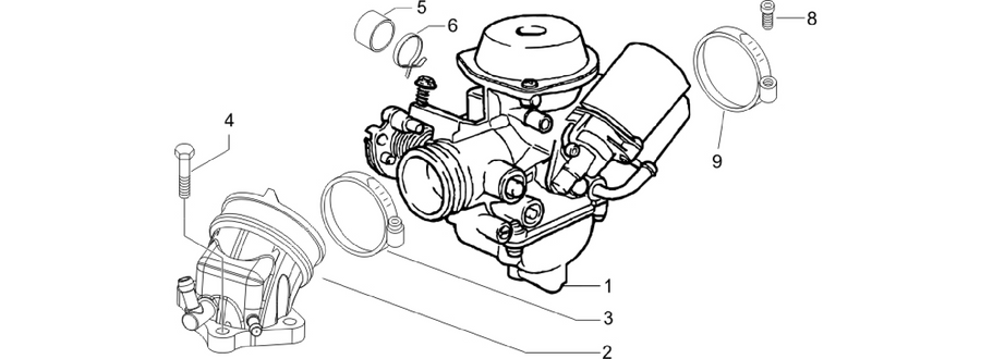 Carburettor, assembly - Union pipe