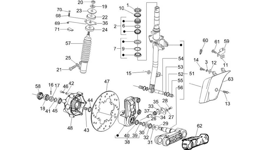 Fork/steering tube - Steering bearing unit