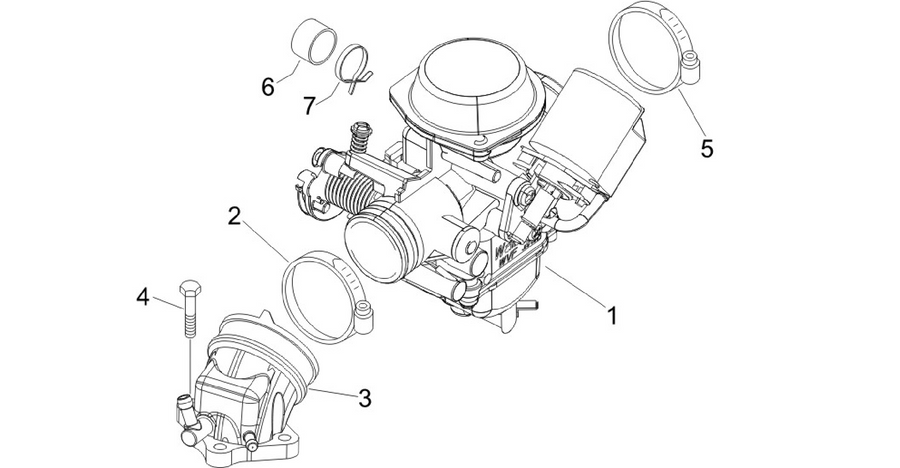 Carburettor, assembly - Union pipe
