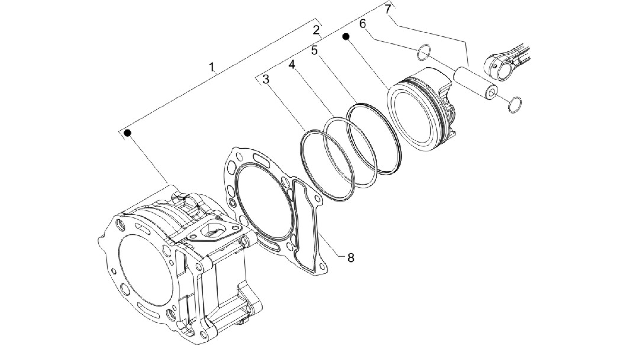 Cylinder-piston-wrist pin unit