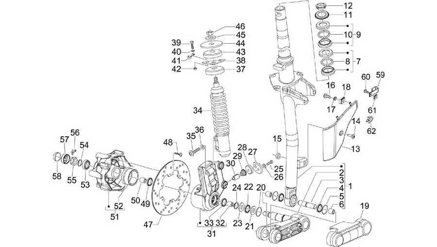 Fork/steering tube - Steering bearing unit