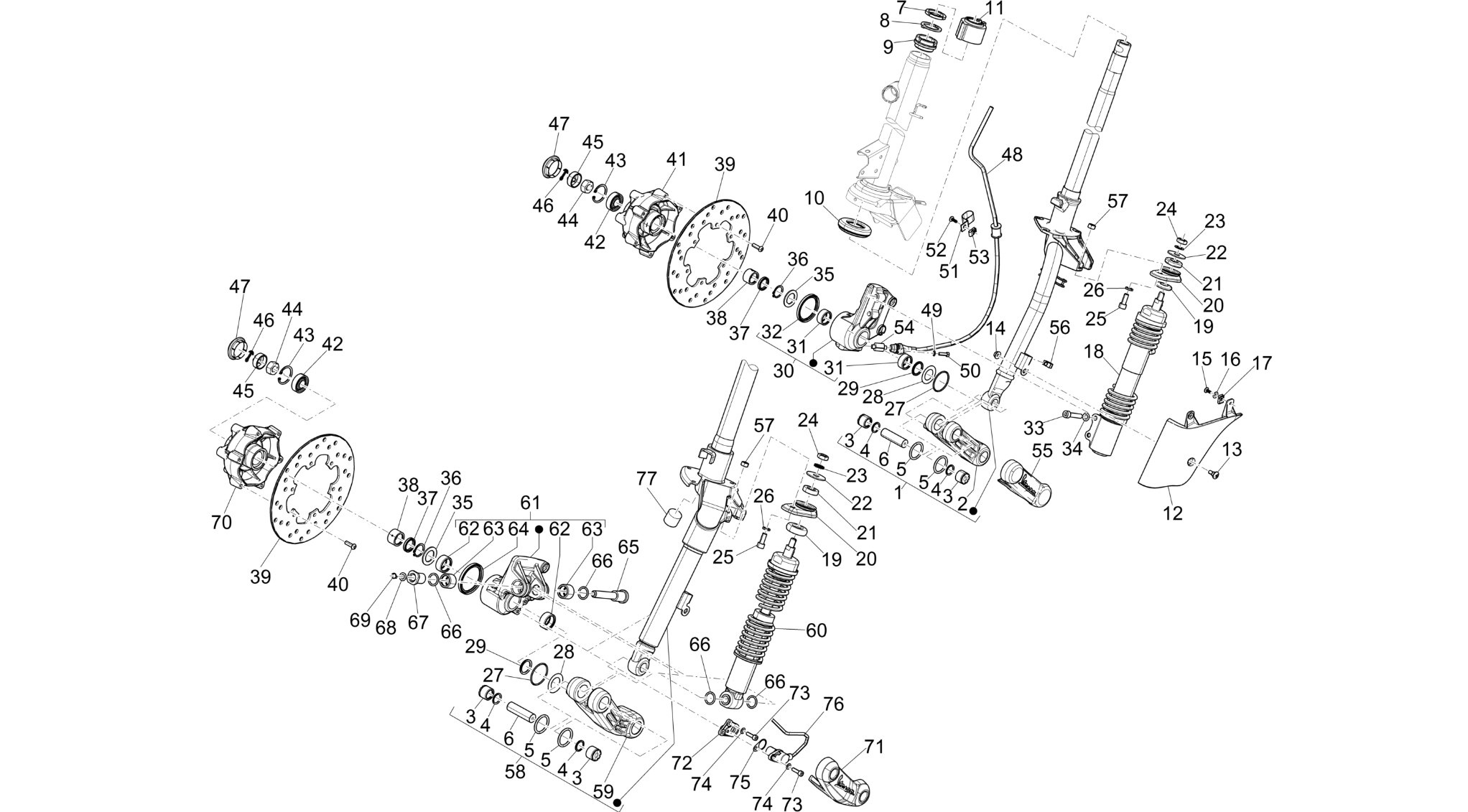 Fork/steering tube - Steering bearing unit