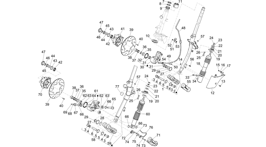 Fork/steering tube - Steering bearing unit