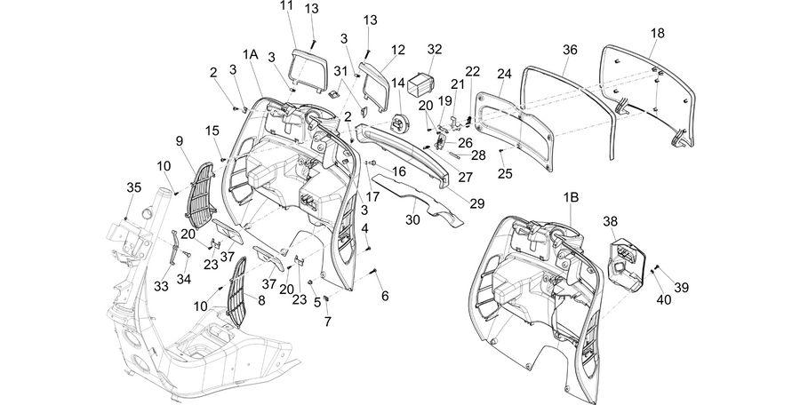 Front glove-box - Knee-guard panel